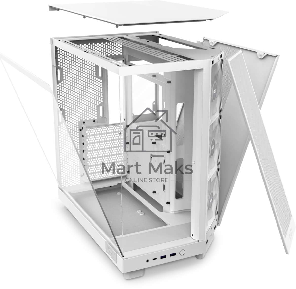 Компьютерный корпус без блока питания Case NZXT H6 Flow RGb (2023), Midi-Tower, TG, 3x120мм RGb, 2xUSB-A 3.2 + 1xUSB-C 3.2, ATX, mATX, mITX белый