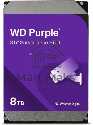 Жесткий диск Western Digital 8Tb Purple (WD85PURZ) Serial ATA III, 5640- rpm, 256Mb, 3.5