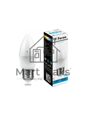 Лампа светодиодная Feron LB-570 9W 230V E27 6400K свеча