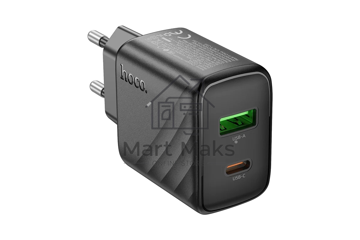 Зарядное устройство Hoco 30Вт, 3А, QC3.0/PD, 1хUSB, 1хType-C, CS23A, черный, коробка