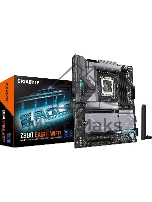 Материнская плата Gigabyte Z890 EAGLE WIFI7, LGA 1851, Intel Z890, 4xDDR5, 4xSATA, 4xM.2, 1xPCIe 5.0 x16, 2xPCIe 4.0 x4, 1xDP, 1xUSB Type-C, 1x2.5Gb LAN, 2xUSB-A 3.2 Gen 2, 3xUSB-A 3.2 Gen 1, 4xUSB 2.0, 3x3.5 мм, 7.1, ATX