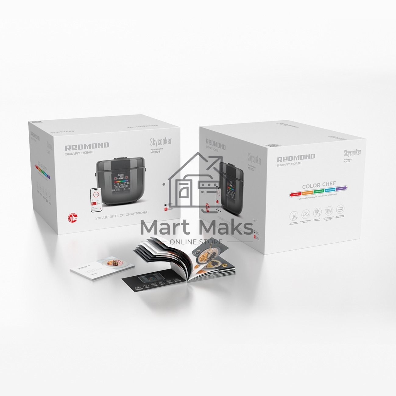 Мультиварка Redmond MC100S 860 Вт, 5 л, 12 программ, черный/ металлик