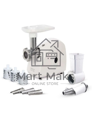 Мясорубка электрическая Аксион М32.02 белый, 1500 Вт, 1.7 кг/мин, защита от перегрузки, насадки - 5