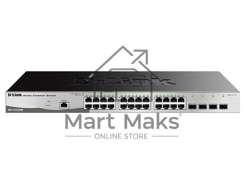 Коммутатор D-Link DGS-1210-28/ME/B2A, 24×1 Гбит/с + 4×1 Гбит/с SFP, управляемый