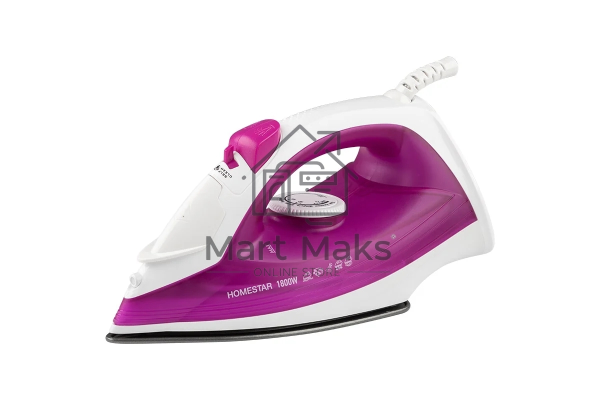 Утюг HOMESTAR HS-4007 1800 Вт, пар, спрей, самоочистка, тефлоновая подошва, белый/фиолетовый