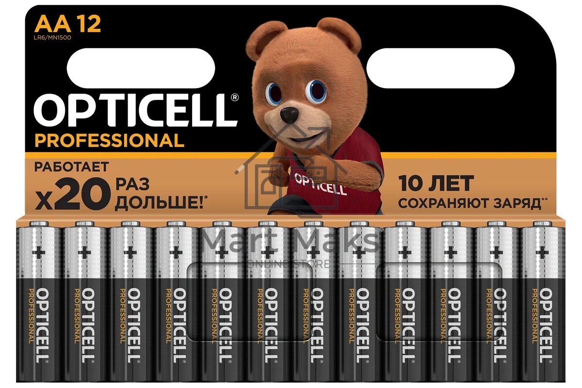 Элемент питания алкалиновый AA/LR6 (блист. 12шт) Professional Opticell 5052005