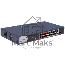Коммутатор Hikvision DS-3E0318P-E/M(C), 16×100 Мбит/с PoE + 1×1 Гбит/с RJ45 + 1×1 Гбит/с Combo (RJ45/SFP), неуправляемый