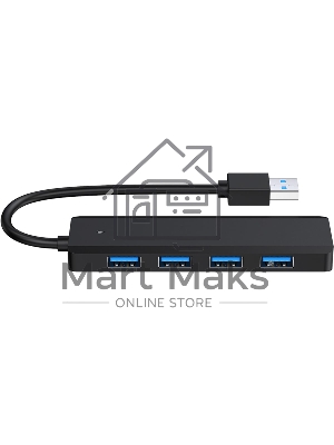Концентратор USB 3.0 Gembird UHB-C414, 4 порта, кабель 19см, с доп питанием (Type-C)