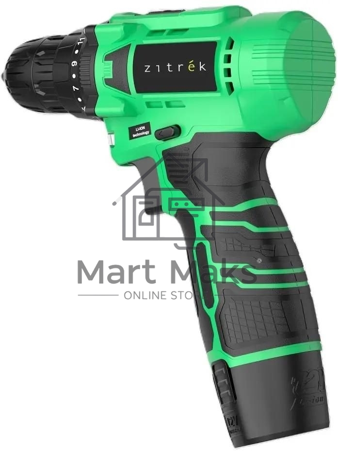 Дрель-шуруповерт Zitrek Green Li Plus 083-1021, Аккумуляторная, 12В