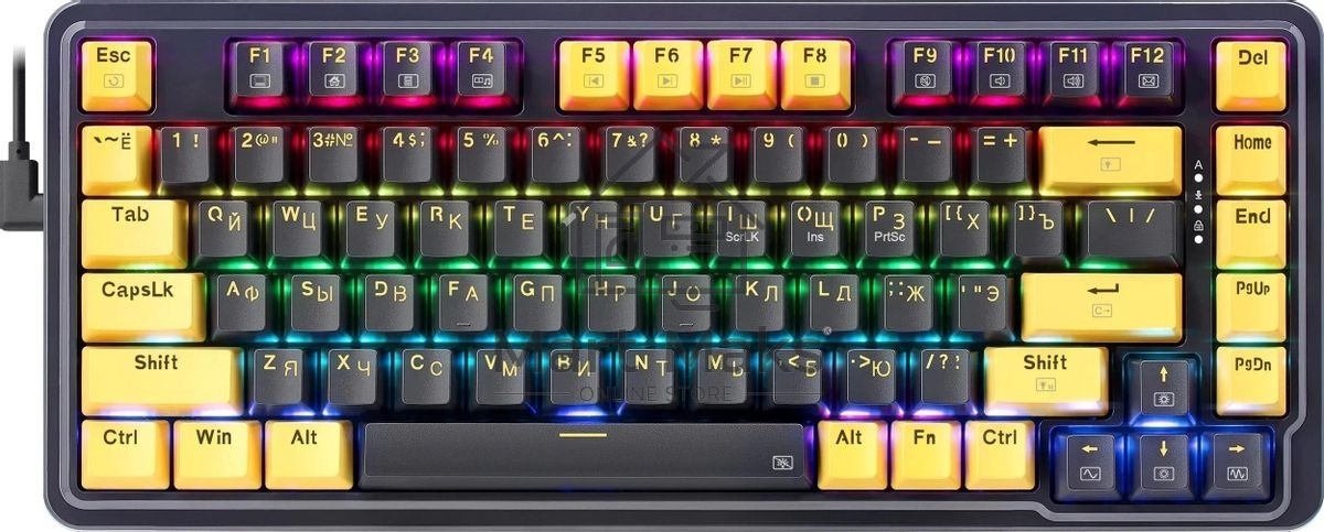 Игровая клавиатура REDRAGON ELF черно-желтая (USB, Redragon+Melt Gold, 82 кл ., RGB)