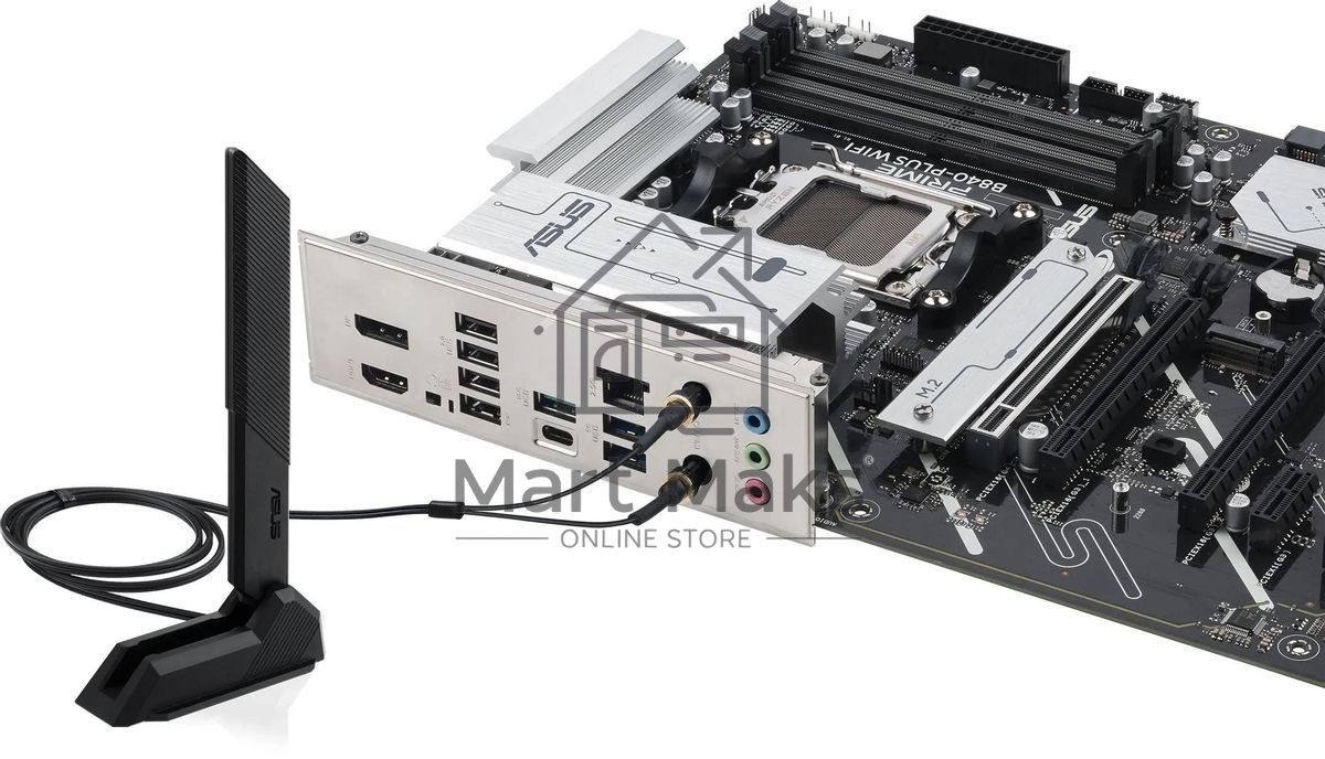 Материнская плата ASUS PRIME B840-PLUS WIFI, AM5, AMD B840, 4xDDR5, 4xSATA, 3xM.2, 1xPCIe 4.0 x16, 1xPCIe 3.0 x16, 2xPCIe 3.0 x16, 1xPCIe 3.0 x1, 1xDP, 1xHDMI, 1x 2.5Gb LAN, 8xUSB-A, 3x3.5 мм, 7.1, ATX