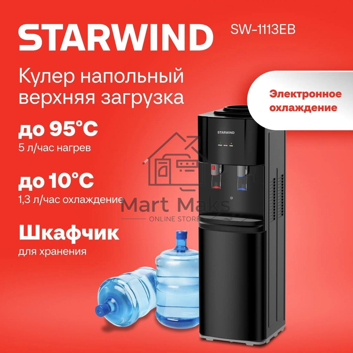 Кулер Starwind SW-1113EB напольный электронный черный