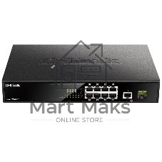 Коммутатор D-Link DGS-1010MP/A1A, 9×1 Гбит/с + 1×1 Гбит/с SFP, неуправляемый