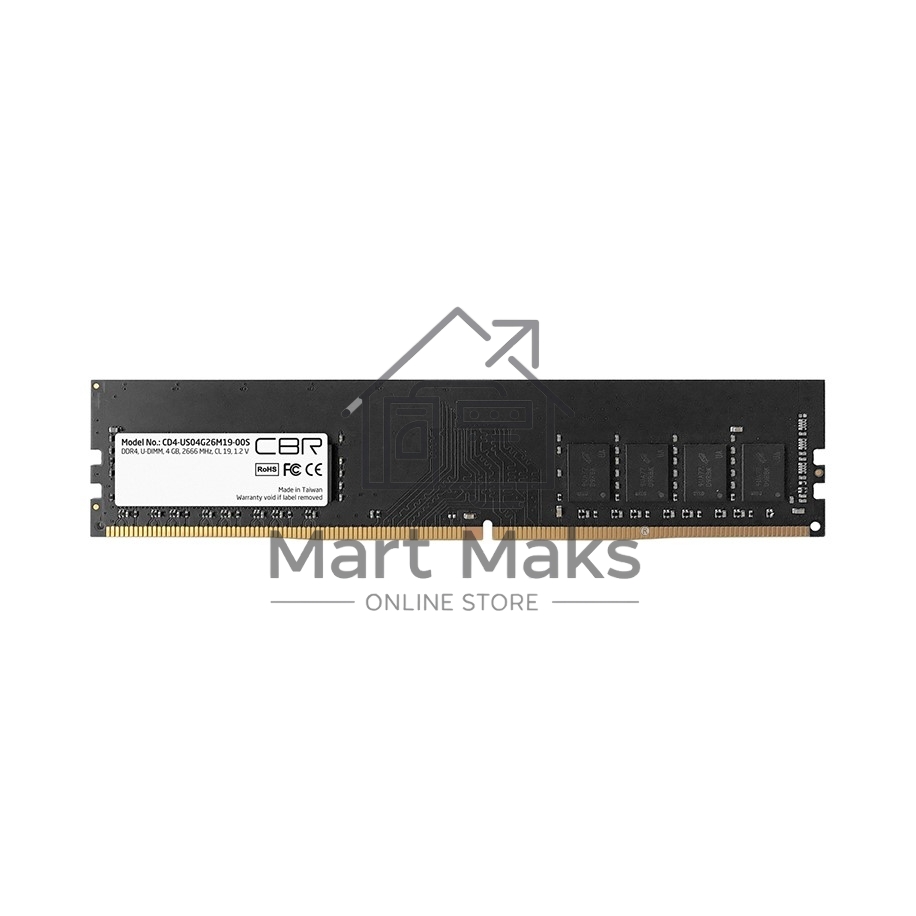 Оперативная память CBR Premier, DDR4, 4GB (1x4GB), 2666 MHz, CL19, без радиатора, черный