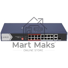 Коммутатор Hikvision DS-3E0318P-E/M(C), 16×100 Мбит/с PoE + 1×1 Гбит/с RJ45 + 1×1 Гбит/с Combo (RJ45/SFP), неуправляемый