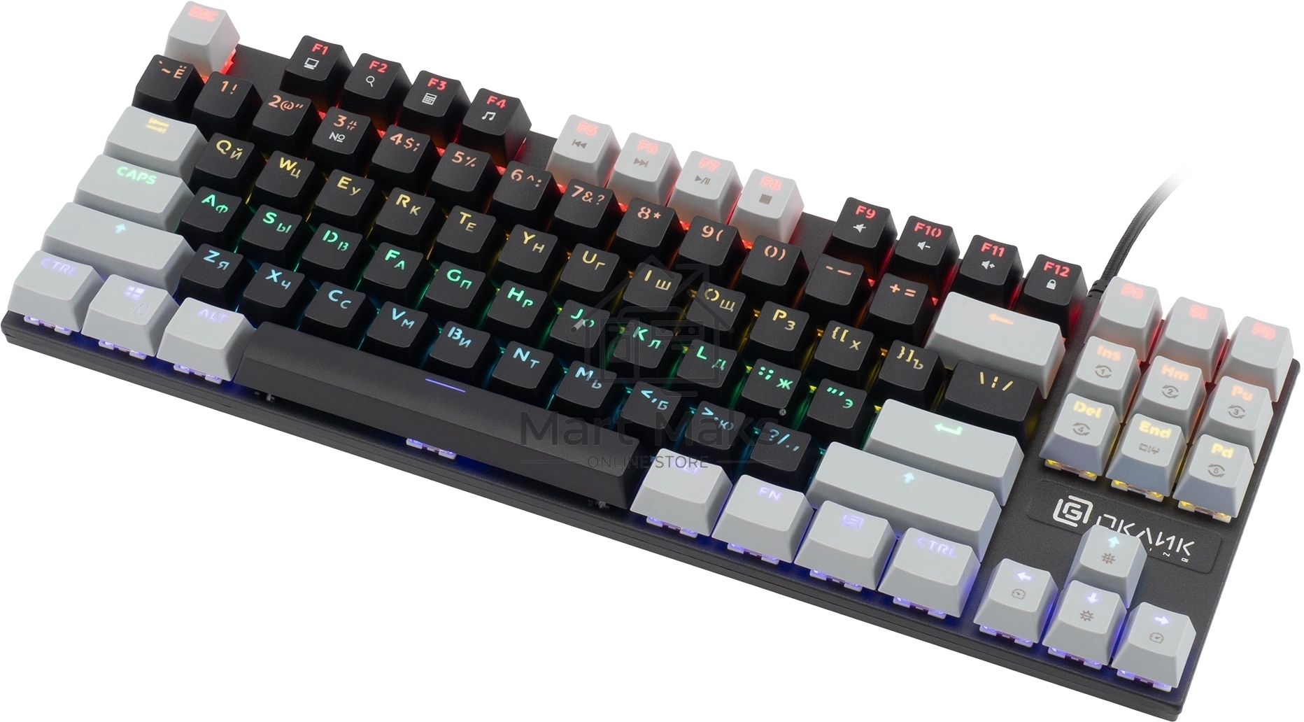Клавиатура Оклик K600X механическая черный/серый USB Multimedia for gamer LED