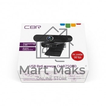 Веб-камера CBR CW 875QHD 2560x1440, 30 кадр/с, USB Type-A, микрофон (шумоподавление), автоматическая фокусировка, универсальное крепление