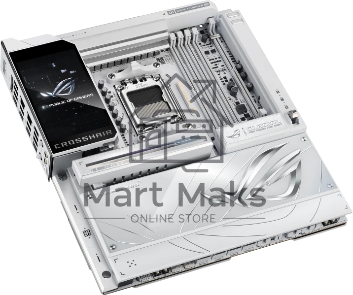 Материнская плата ASUS ROG CROSSHAIR X870E GLACIAL, AM5, AMD X870E, 4xDDR5, 4xSATA, 7xM.2, 2xPCIe 5.0 x16, 2x10Gb LAN, Wi-Fi 7, Bluetooth 5.4, 2xUSB-C 40Gbps (USB4 / Gen3x2), 4xUSB-C 10Gbps, 8xUSB-A 10Gbps, 2x3.5 мм, 7.1, E-ATX