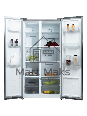 Холодильник Бирюса SBS 541 TWG текстурированное белое стекло двухкамерный 343/198 л морозилка слева, NoFrost, Side-by-side