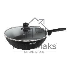 Сковорода Rondell Frank RDA-1374, круглая 28см, покрытие: Xylan Plus ручка несъемная (с крышкой), черный