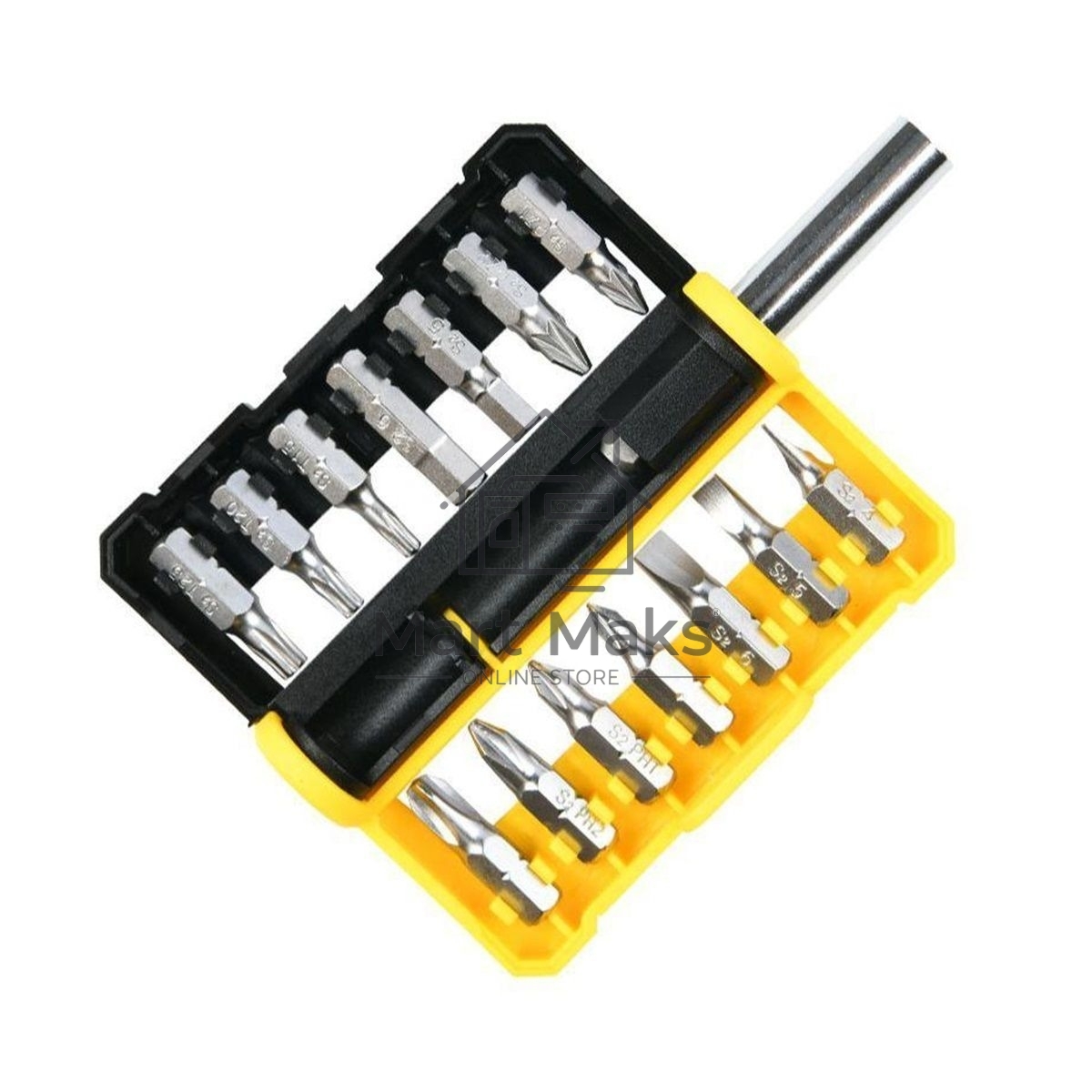 Набор бит 14 шт c держателем Deli DL251201 (SL4,SL5,SL6,PH0,PH1,PH2,PH3,T15,T20,T25,H5,H6,PZ1,PZ2), сталь S2, пласт.держатель