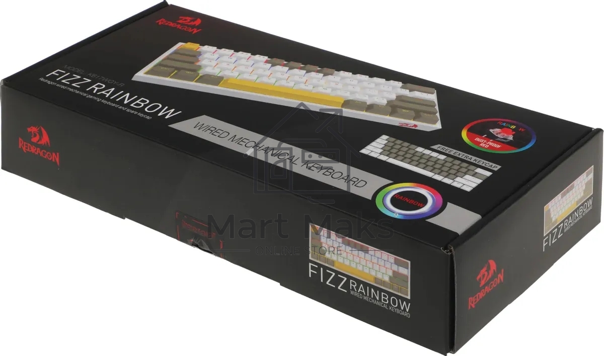 Клавиатура проводная REDRAGON Fizz RU,Rainbow,бежевый/желтый,red свитч
