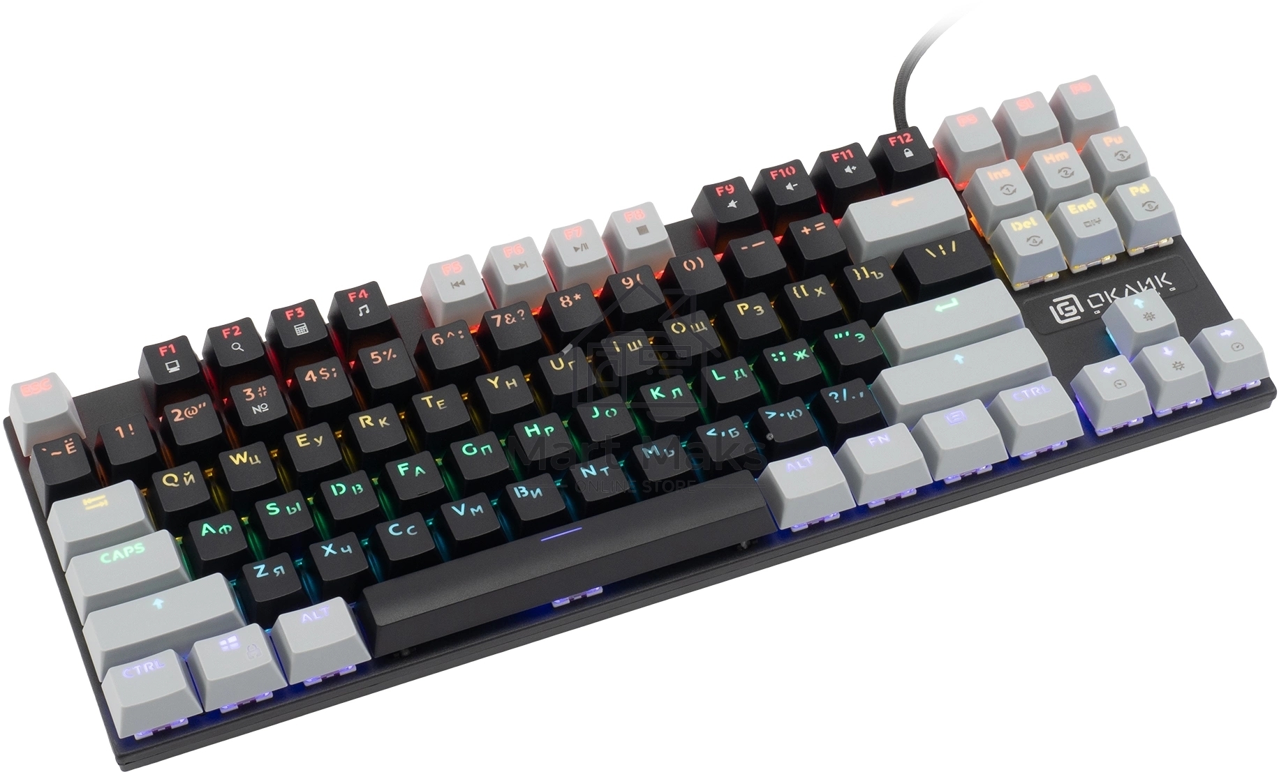 Клавиатура Оклик K600X механическая черный/серый USB Multimedia for gamer LED