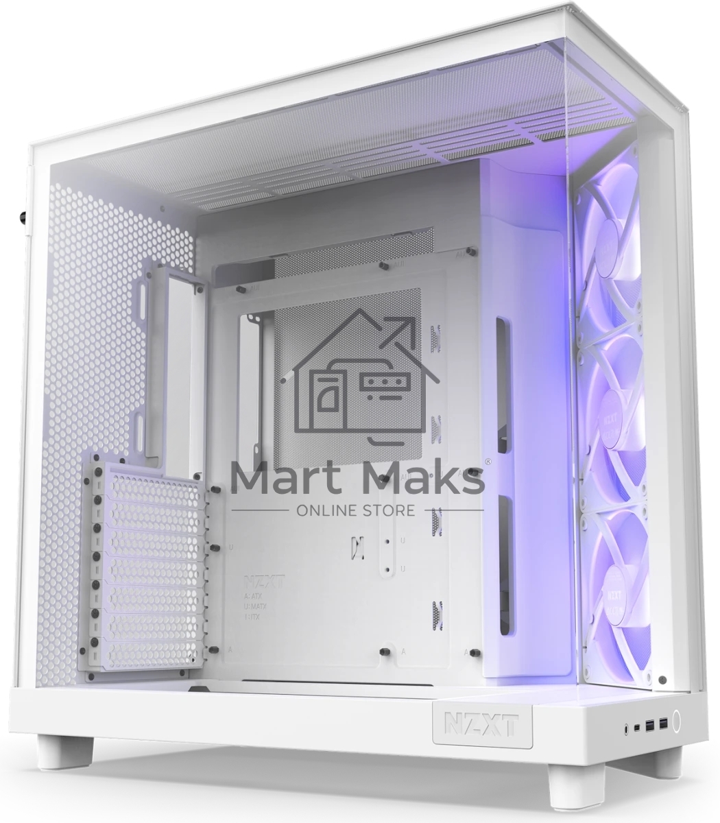 Компьютерный корпус без блока питания Case NZXT H6 Flow RGb (2023), Midi-Tower, TG, 3x120мм RGb, 2xUSB-A 3.2 + 1xUSB-C 3.2, ATX, mATX, mITX белый