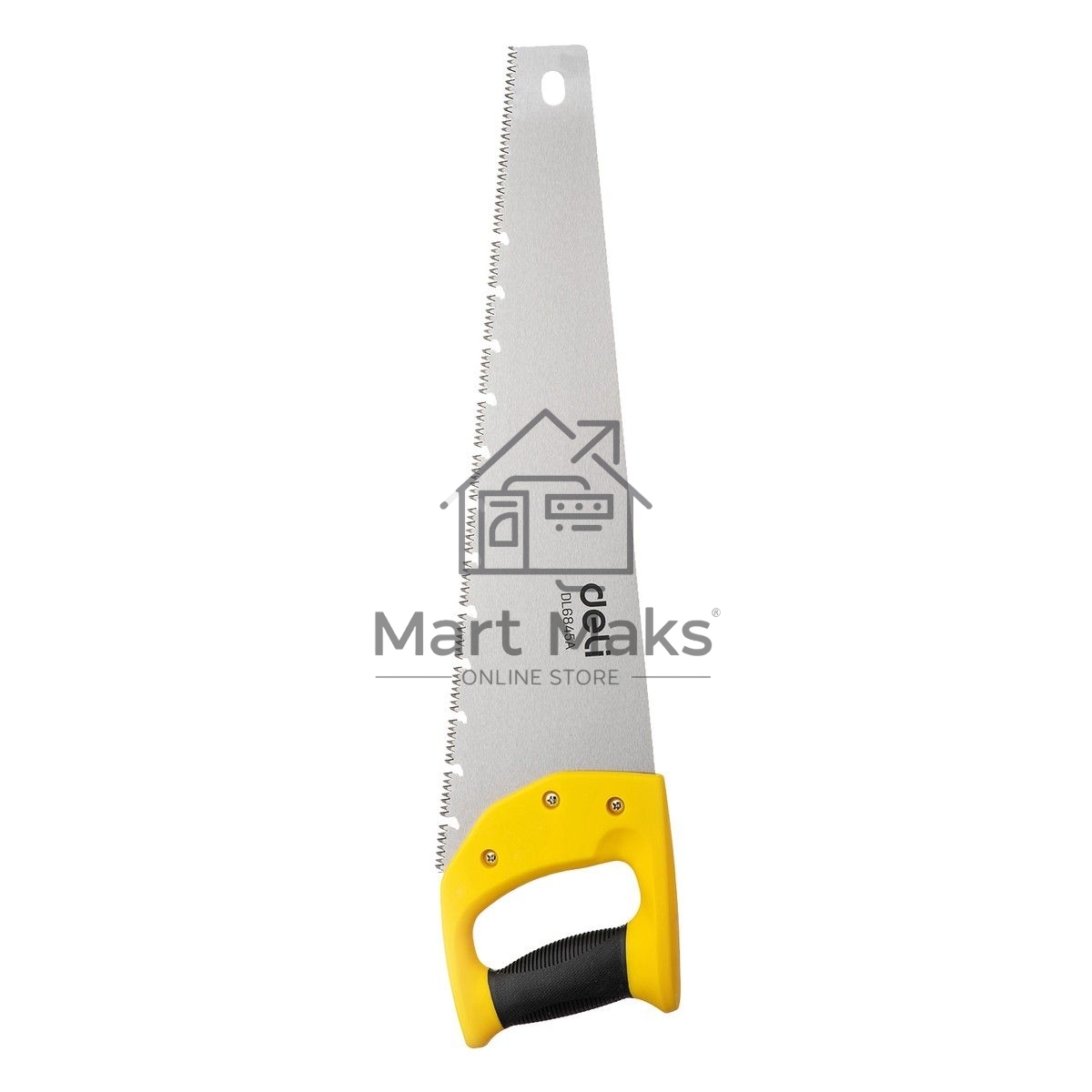 Ножовка по дереву Deli DL6845A 450мм Материал: 65Mn. Термообработанная поверхность. Шлифовка зубов с 3-х сторон. Литая ручка из двухкомпонентного противоударного пластика.