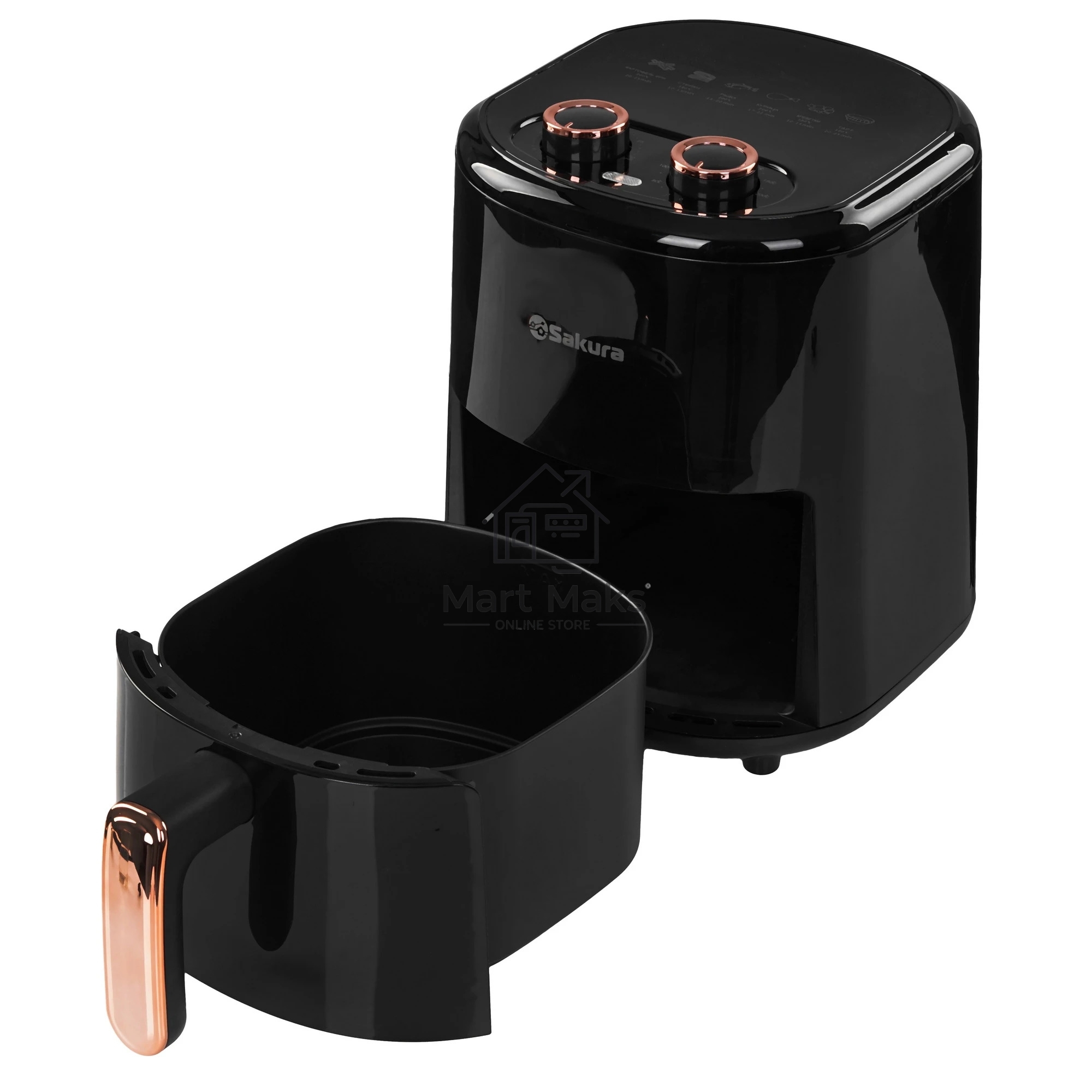 Аэрогриль Sakura SA-7677BK черный, 1200 Вт, 4 л, механическое управление, 9 программ