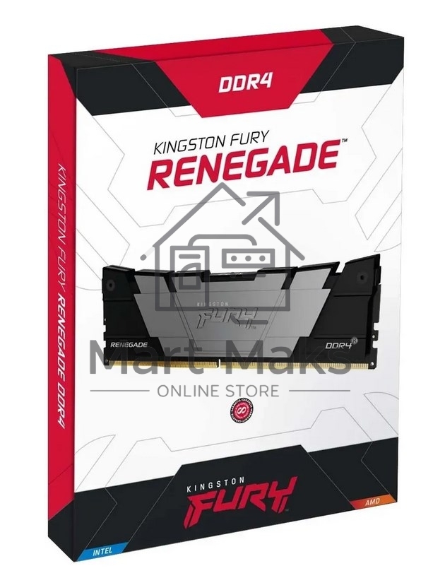 Оперативная память Kingston Fury Renegade, DDR4, 32GB (2x16GB), 3200MHz, CL16, DIMM, с радиаторами, серый/черный