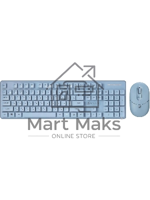 Комплект клавиатура + мышь Оклик S265W клав:голубой мышь:голубой USB беспроводная Bluetooth/Радио Multimedia (1938927)