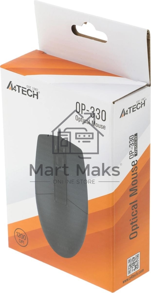 Мышь проводная A4Tech OP-330 черный, 1200 dpi, USB, кнопки - 3