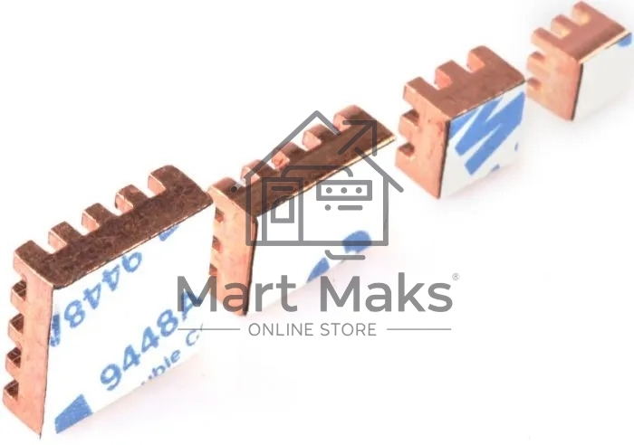 Набор радиаторов QUMO, 4 in 1 pure copper heat sink for Raspberry Pi 4B/4/3B/3/2, медь(RS015)