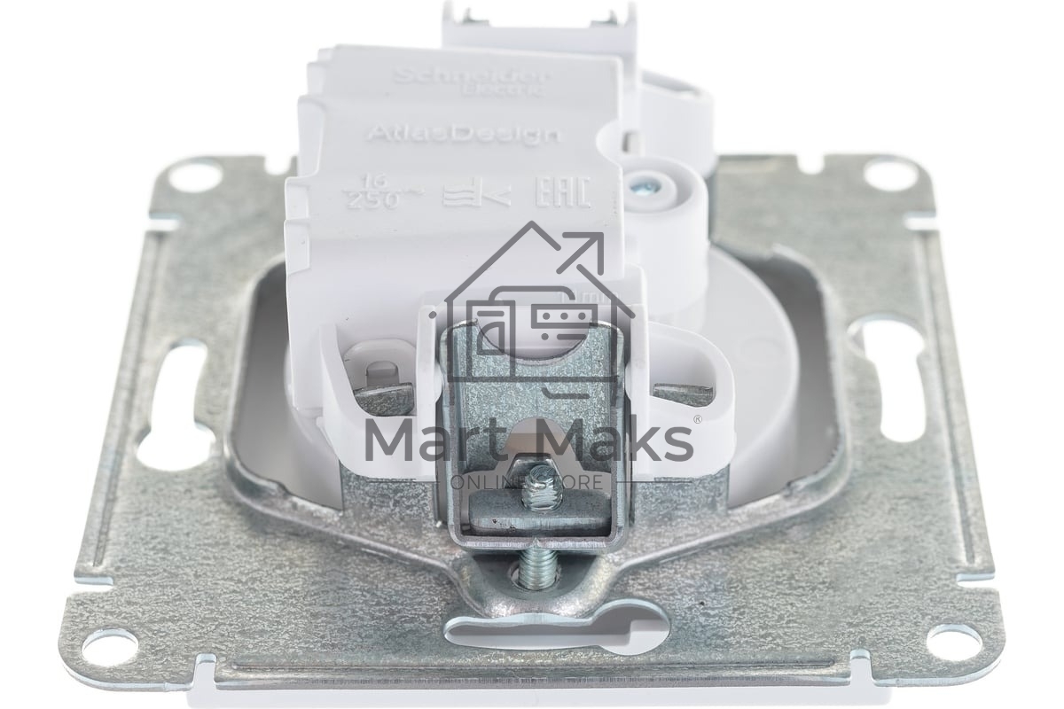 Механизм розетки 1-м СП AtlasDesign без заземл. 16А белый, SchE ATN000141