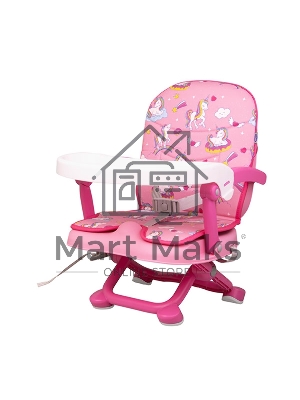 Стульчик для кормления BQ BCH012 Unicorns. Стульчик-бустер BQ BCH012. Гипоалергенные безопасные материалы/Съемный чехол из экокожи. Удобный, устойчив к загрязнению и легко моется/Съемная столешница/Безопасность малыша: устойчивая конструкция, нескользящие