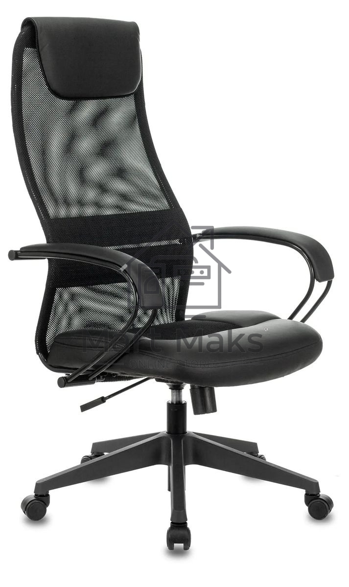 Кресло руководителя Бюрократ CH-608/BLACK TW-01 TW-11 черный, спинка сетка, искусст.кожа/ткань