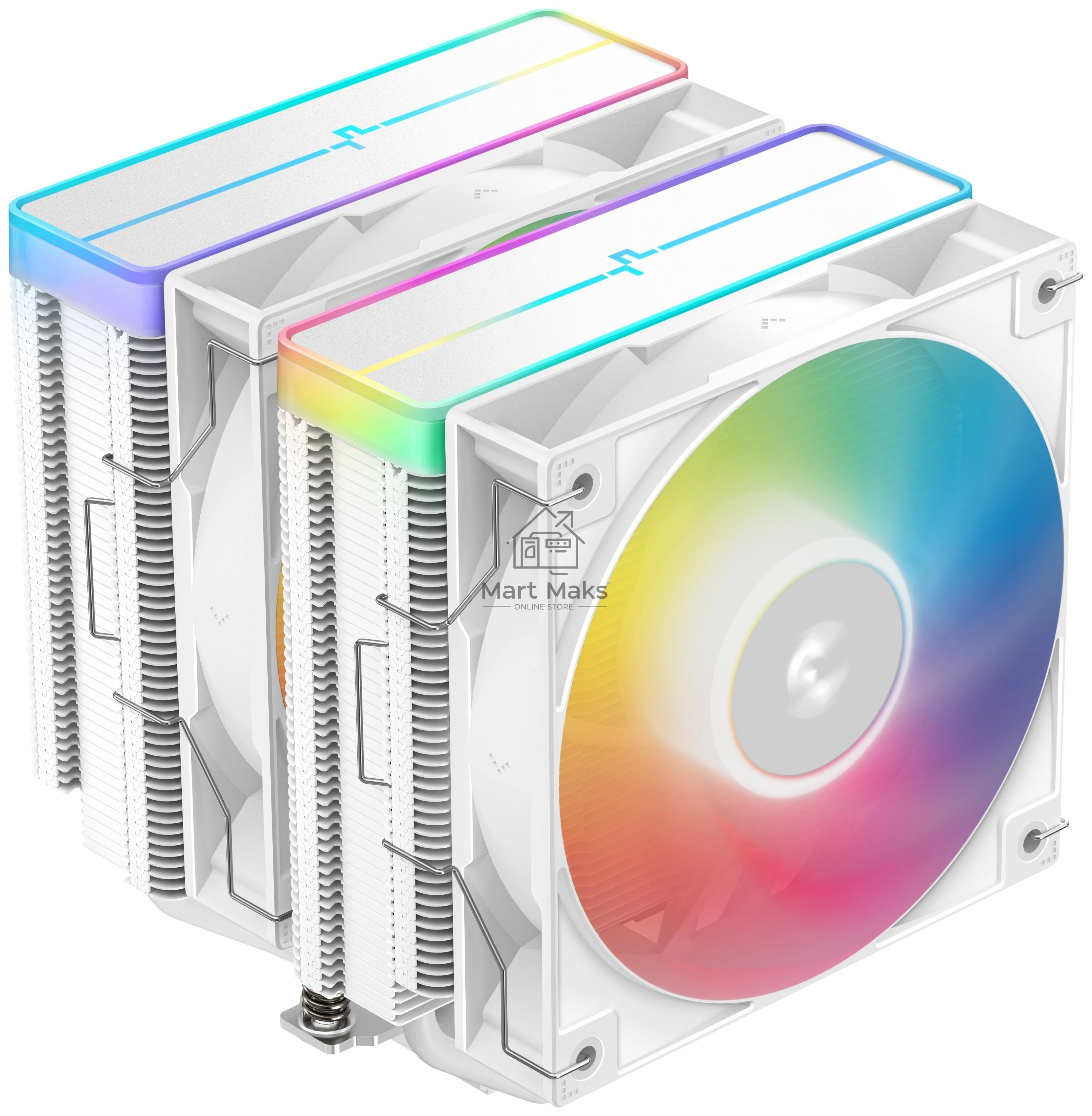 Кулер для процессора DEEPCOOL AG620 WH ARGB V2 LGA20XX/1700/1200/115X/AM5/AM4 (9шт/кор, TDP 260W, PWM, ARGB DUAL Fan 120mm, 6 тепл. трубок, белый) RET