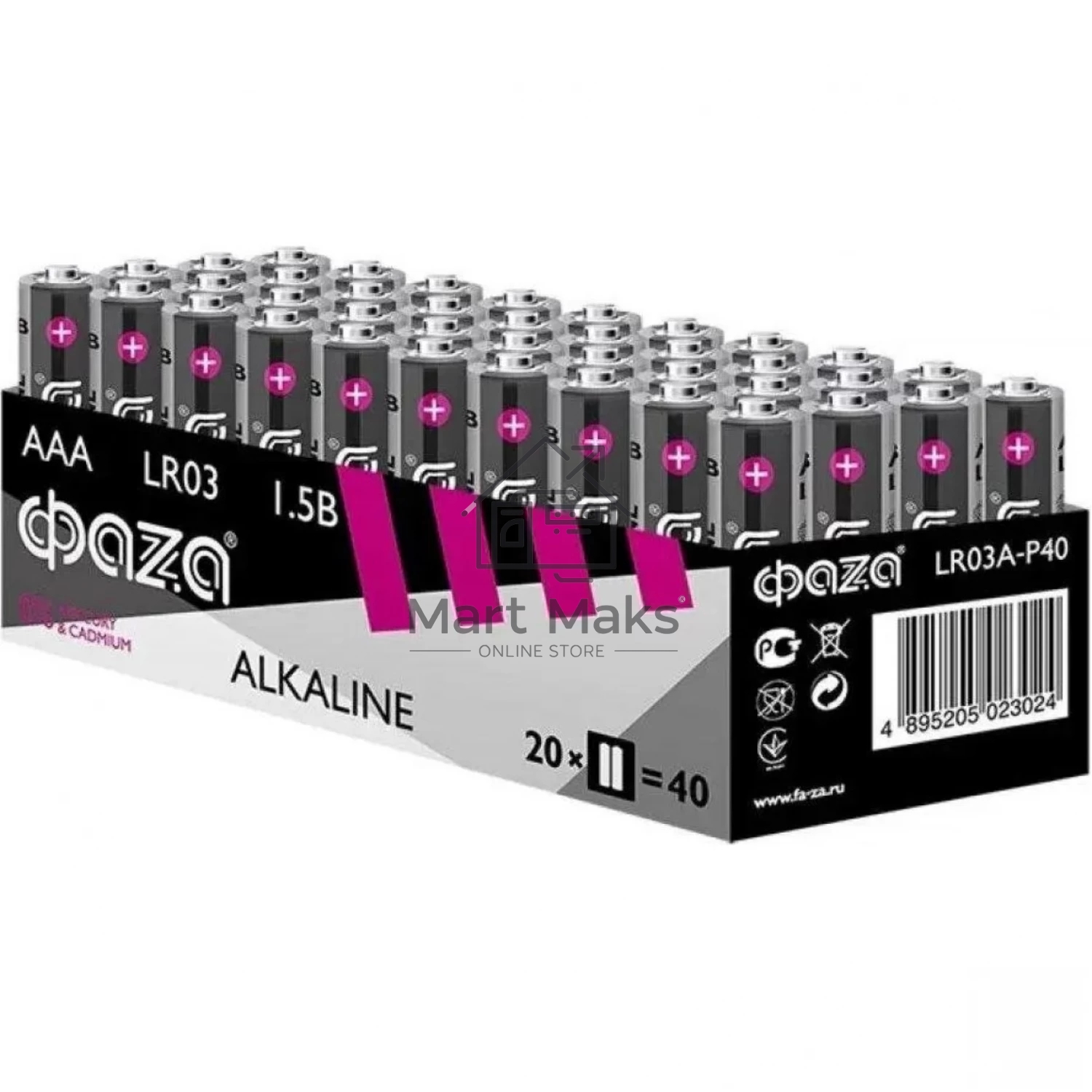 Элемент питания LR03 (AAA) алкалиновая уп. 40 шт. ФАZА Alkaline Pack-40