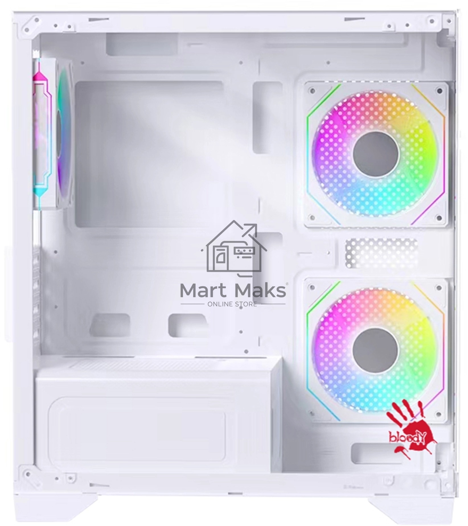 Компьютерный корпус Bloody BD-CC103F белый без БП mATX 7x120mm 1xUSB2.0 1xUSB3.0 audio bott PSU