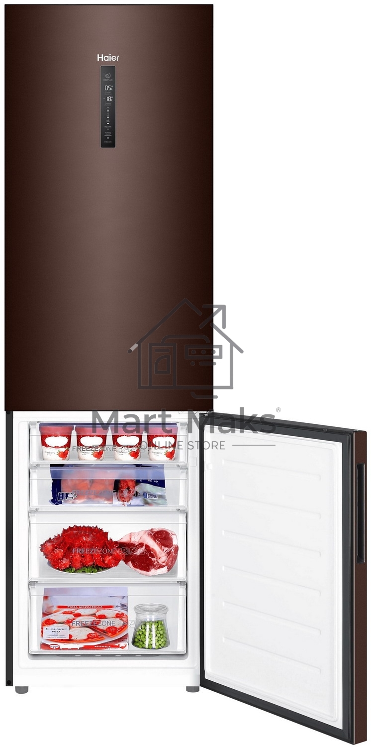 Холодильник Haier C4F740CLBGU1 коричневый двухкамерный 286/115л морозилка снизу, No Frost