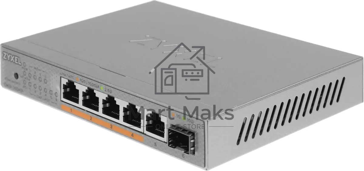 Коммутатор ZyXEL XMG-105HP, 5×2.5 Гбит/с + 1×SFP+, неуправляемый