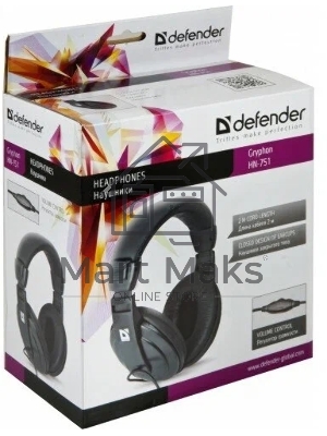 Наушники стерео Defender Gryphon HN-751 накладные, 2 x 3.5 мм стерео jack, кабель 2м, черный