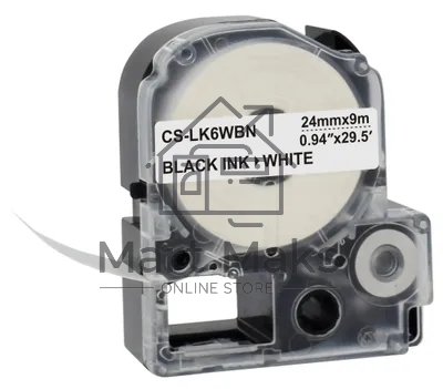 Картридж ленточный Cactus CS-LK6WBN черный, 24мм, 9м для Epson LW700/LW600P/LW1000P/Z700/Z900