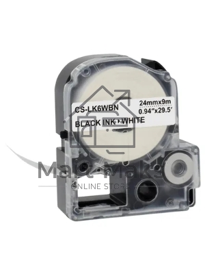 Картридж ленточный Cactus CS-LK6WBN черный, 24мм, 9м для Epson LW700/LW600P/LW1000P/Z700/Z900