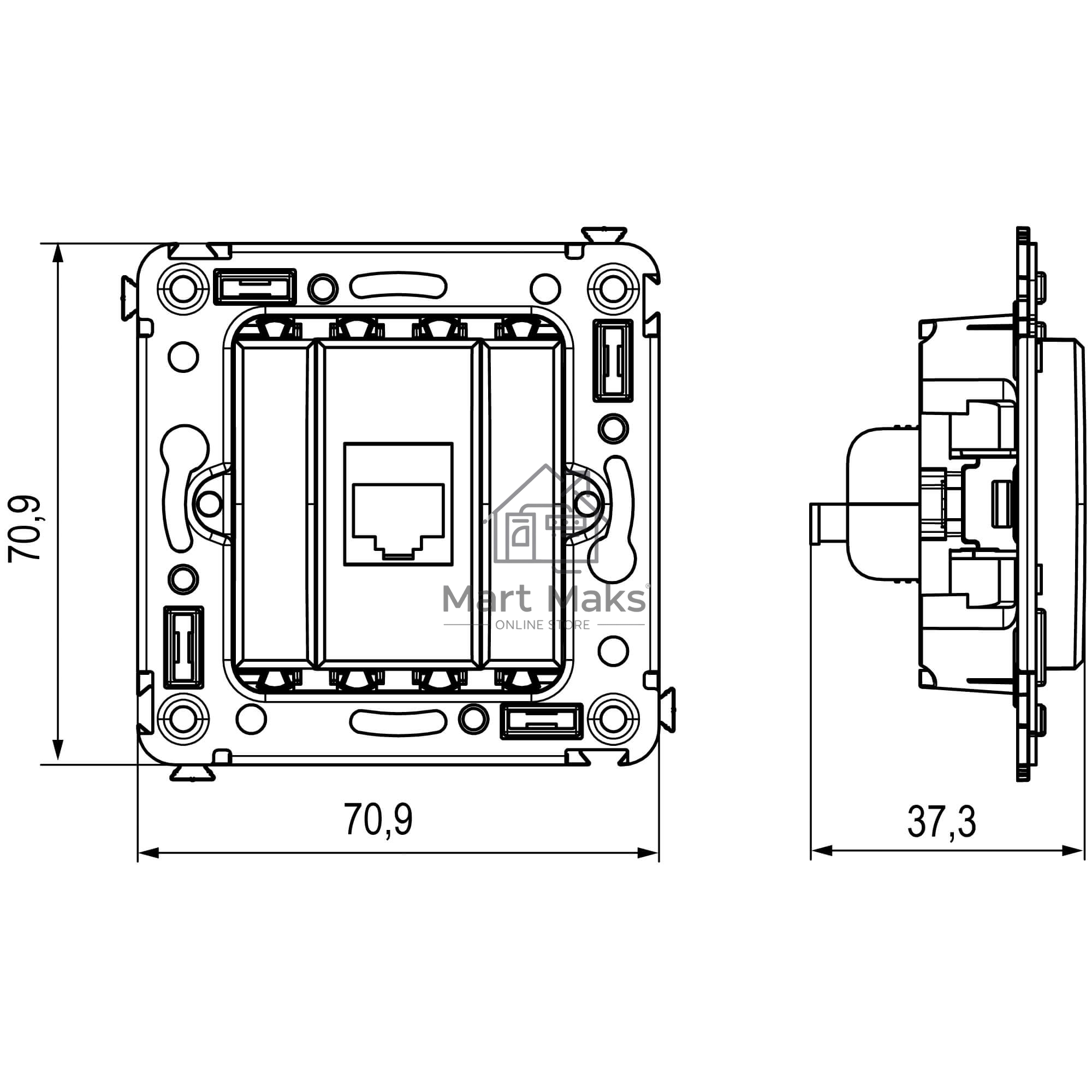 Розетка компьютерная DKC 4400663 1-м СП Avanti 