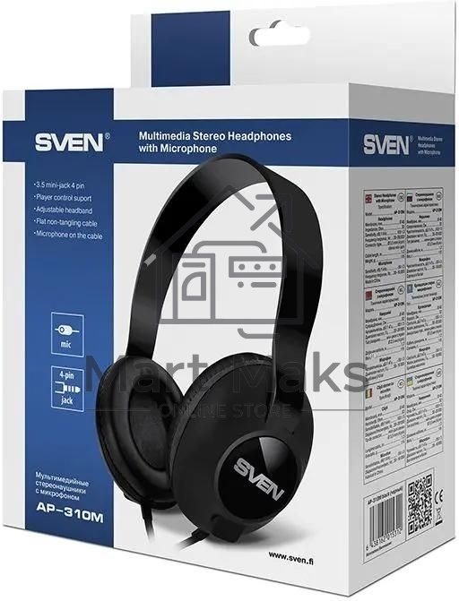 Наушники мультимедийные с микрофоном SVEN AP-310M стерео черный