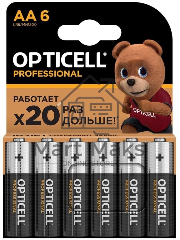Элемент питания алкалиновый AA/LR6 (блист. 6шт) Professional Opticell 5052003