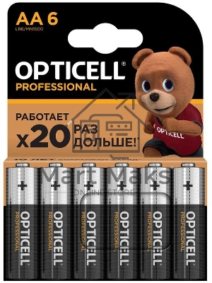Элемент питания алкалиновый AA/LR6 (блист. 6шт) Professional Opticell 5052003