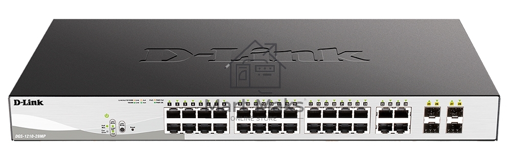 Коммутатор D-Link DGS-1210-28MP/F4A, 24×1 Гбит/с + 4×1 Гбит/с Combo, настраиваемый